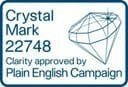 Crystal Mark 22748 - Clarity approved by Plain English Campaign logo