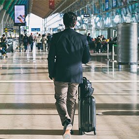 Traveler in an airport