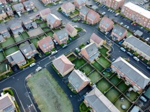 Aerial view of residential development in the UK