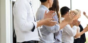 award recognition, celebrating, people clapping