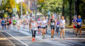marathon runners in the city