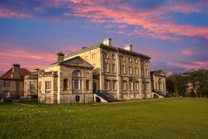 Sunshine at English 19th Century Stately Home, Brodsworth, South Yorkshire.