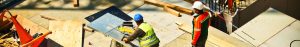 Builders at work on a construction site